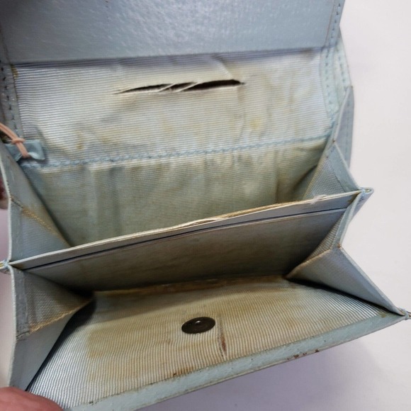 Yurie Nitani Wallet Designer Baby Light Blue Bifold Medium Card Holder Leather - Picture 8 of 11